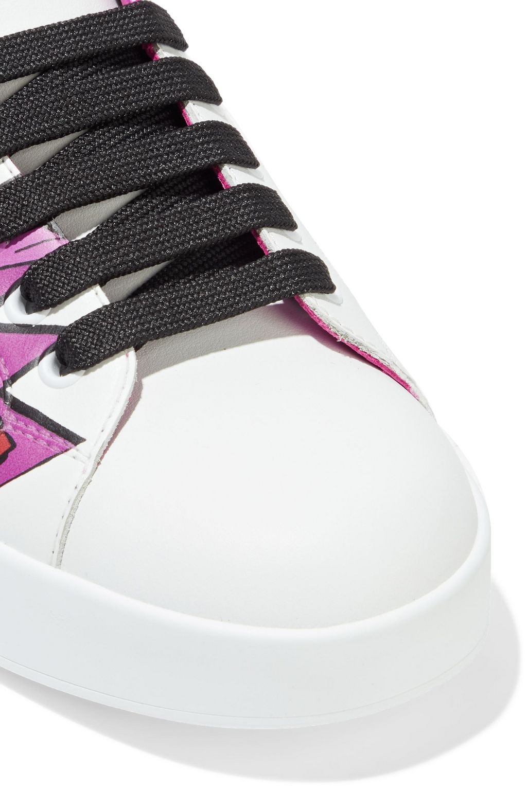 DOLCE&GABBANA Portofino printed smooth and metallic textured-leather sneakers