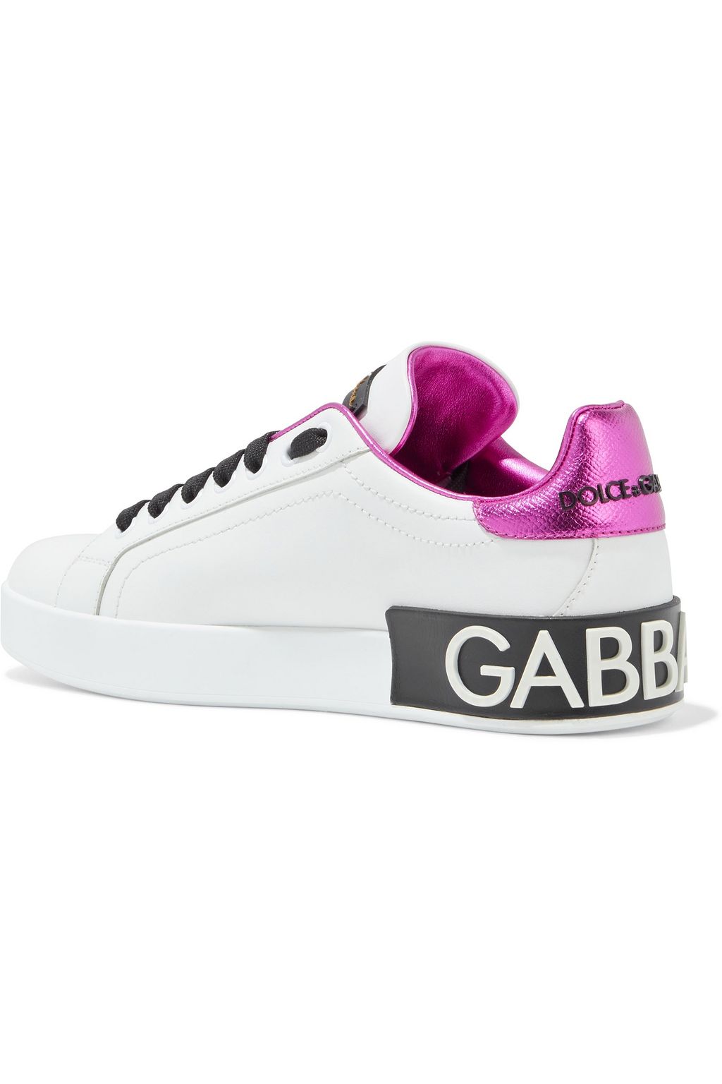 DOLCE&GABBANA Portofino printed smooth and metallic textured-leather sneakers