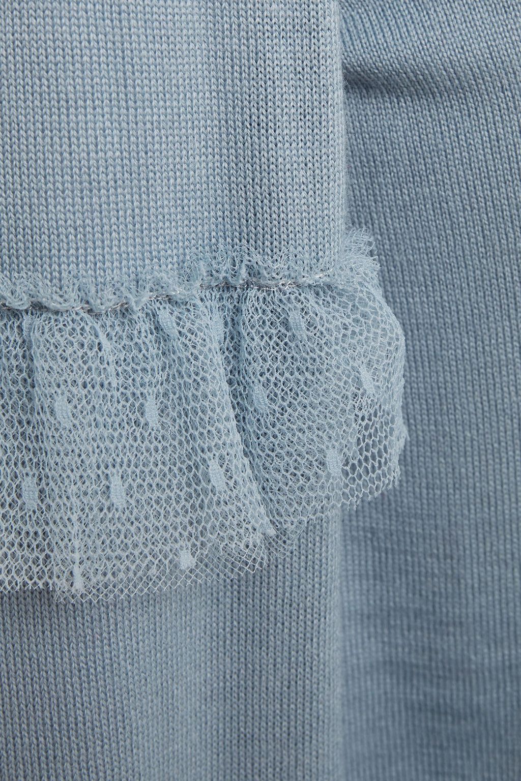 REDVALENTINO Point d'esprit-trimmed wool sweater