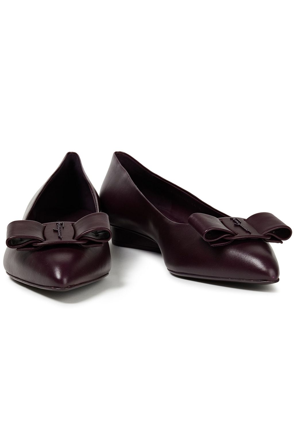 FERRAGAMO Viva 20 bow-embellished leather point-toe flats