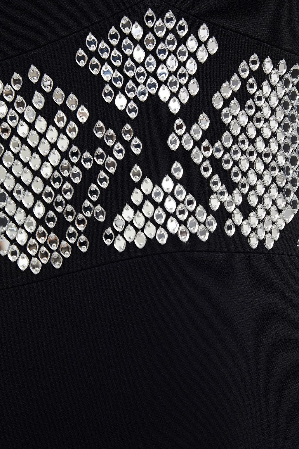 DAVID KOMA Asymmetric fluted embellished crepe midi dress