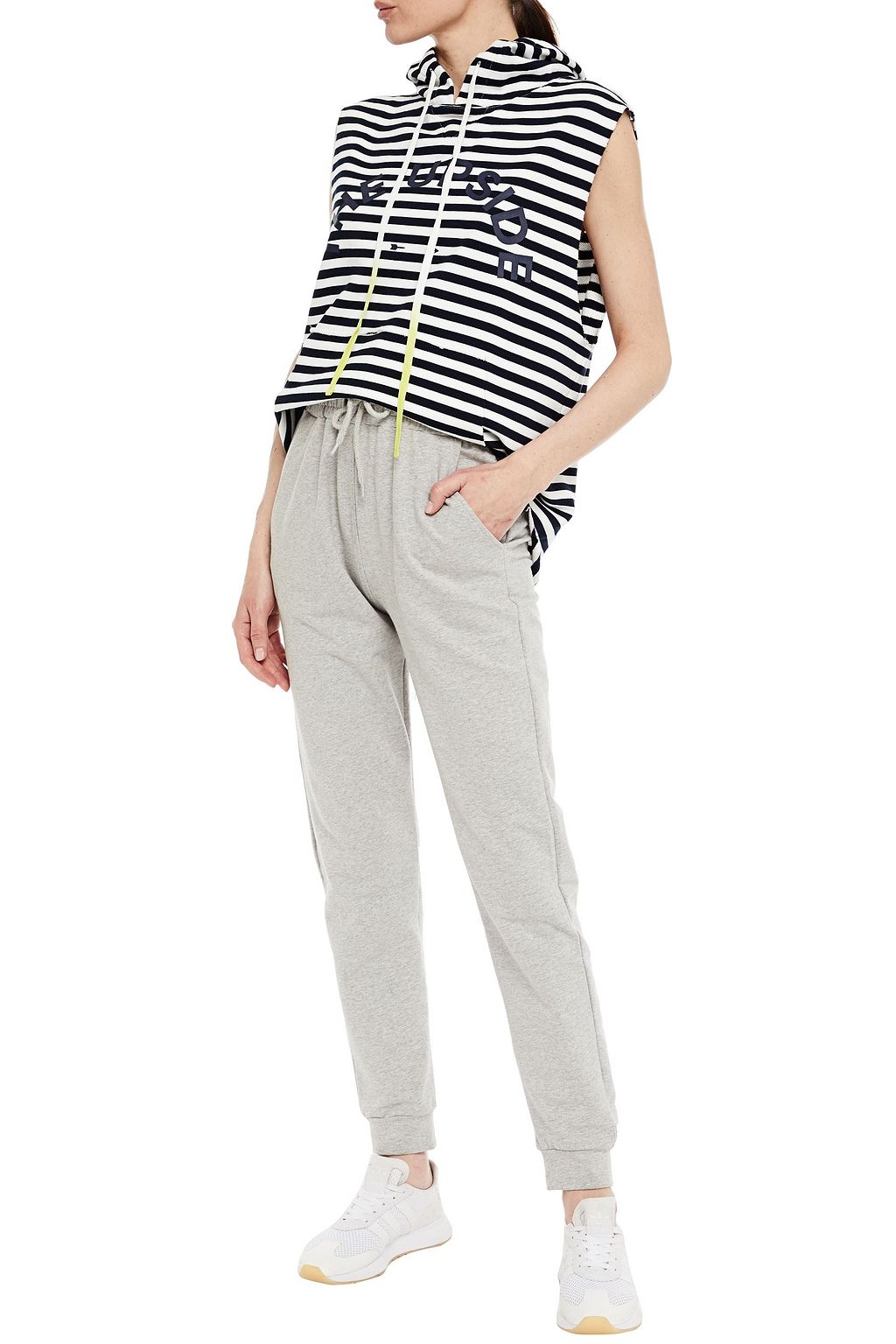 THE UPSIDE Arlette printed striped French cotton-terry hoodie