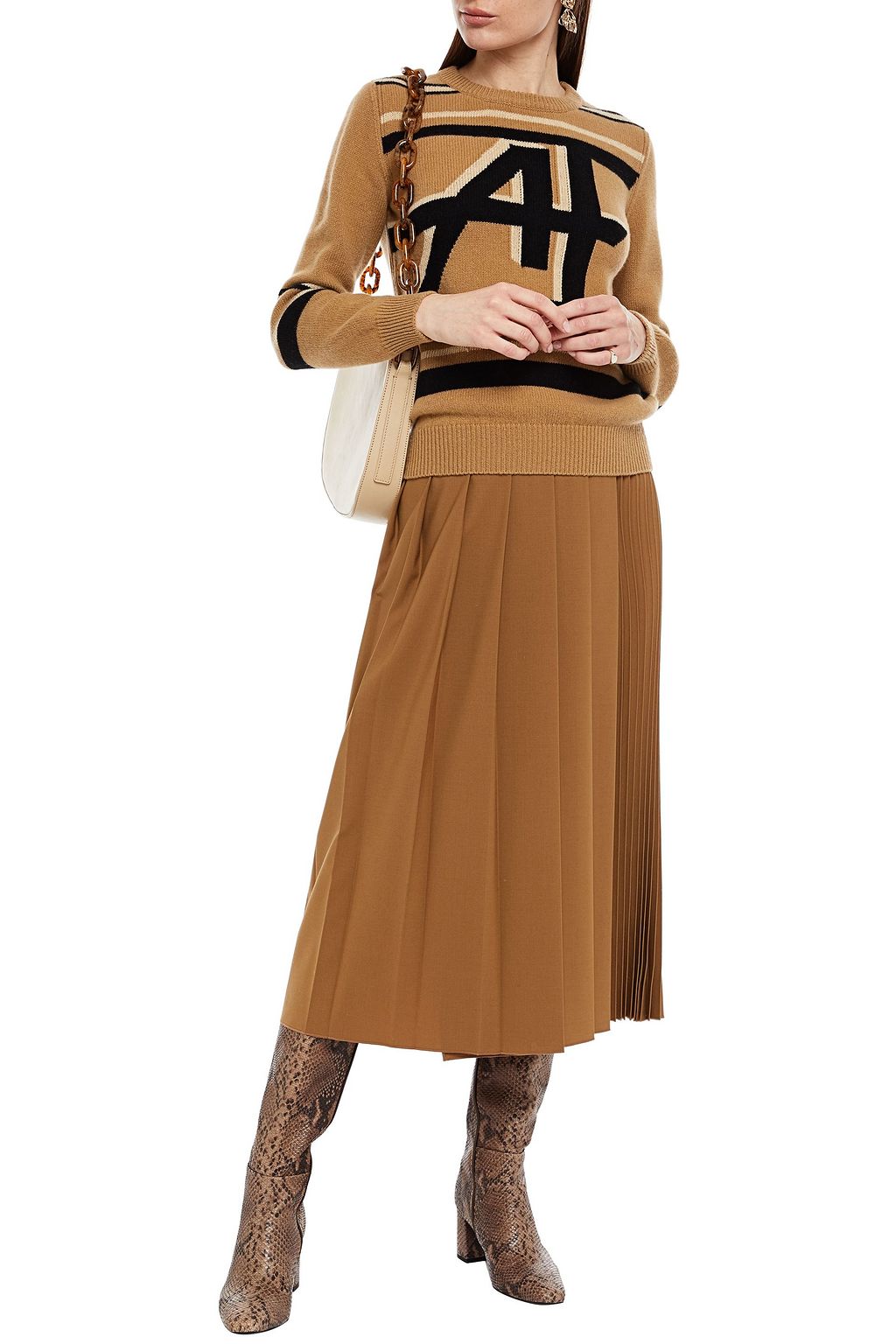 ALBERTA FERRETTI Intarsia wool and cashmere-blend sweater
