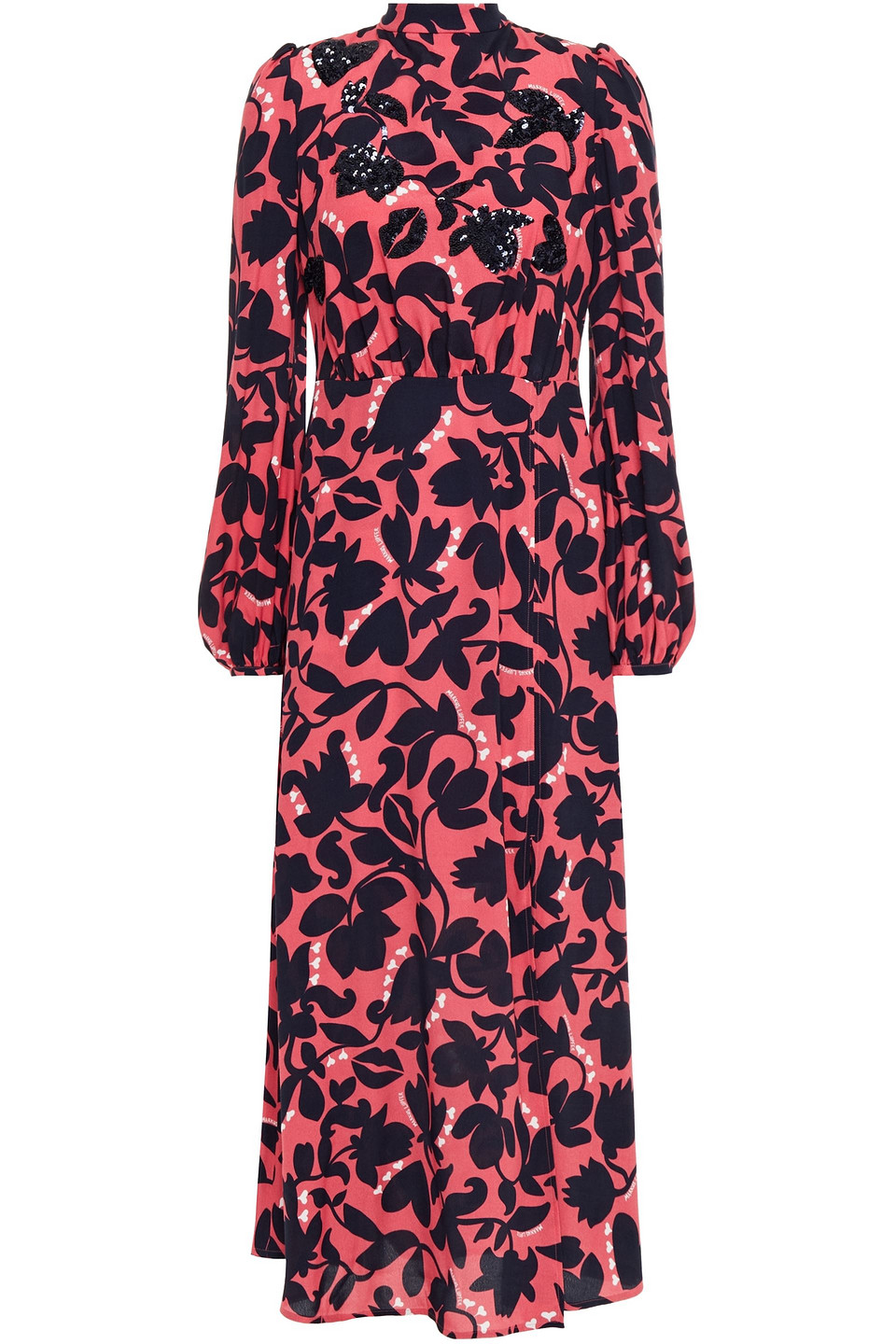 Markus Lupfer Woman Sasha Sequin-embellished Printed Crepe Midi Dress Coral Size 8