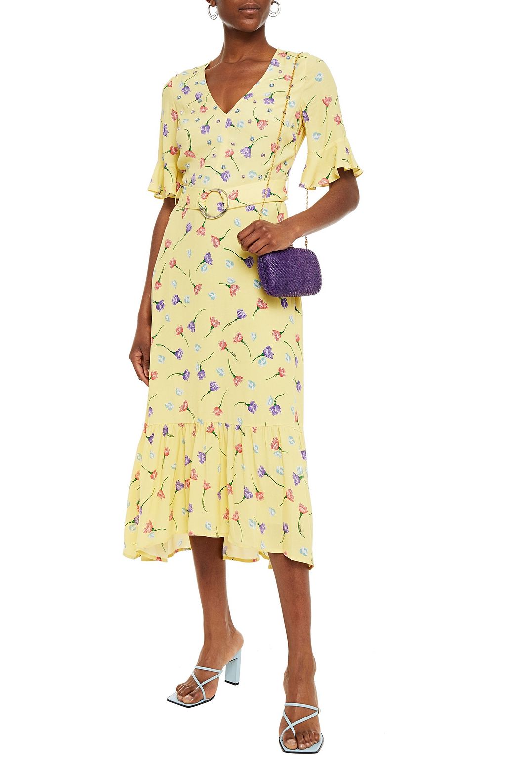 MARKUS LUPFER Greta embellished floral-print crepe midi dress