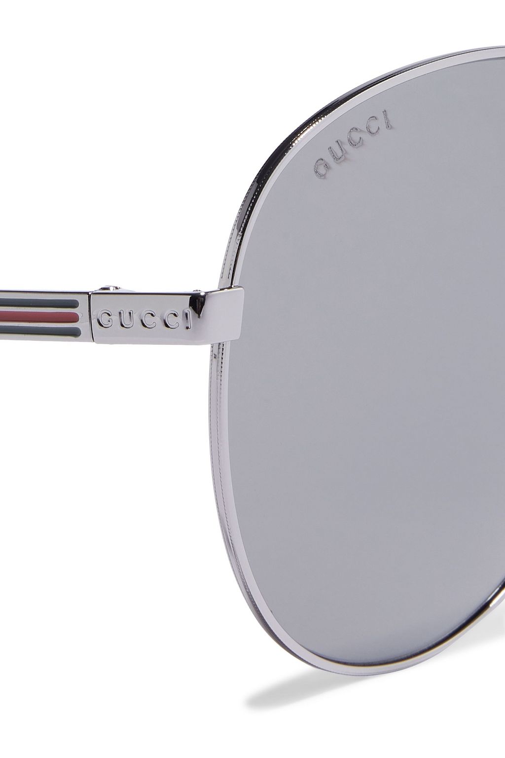 GUCCI Aviator-style silver-tone sunglasses