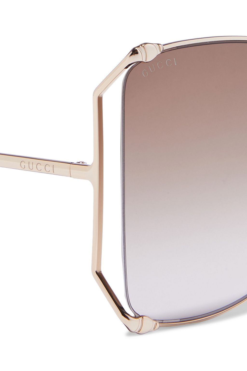 GUCCI Oversized D-frame gold-tone sunglasses