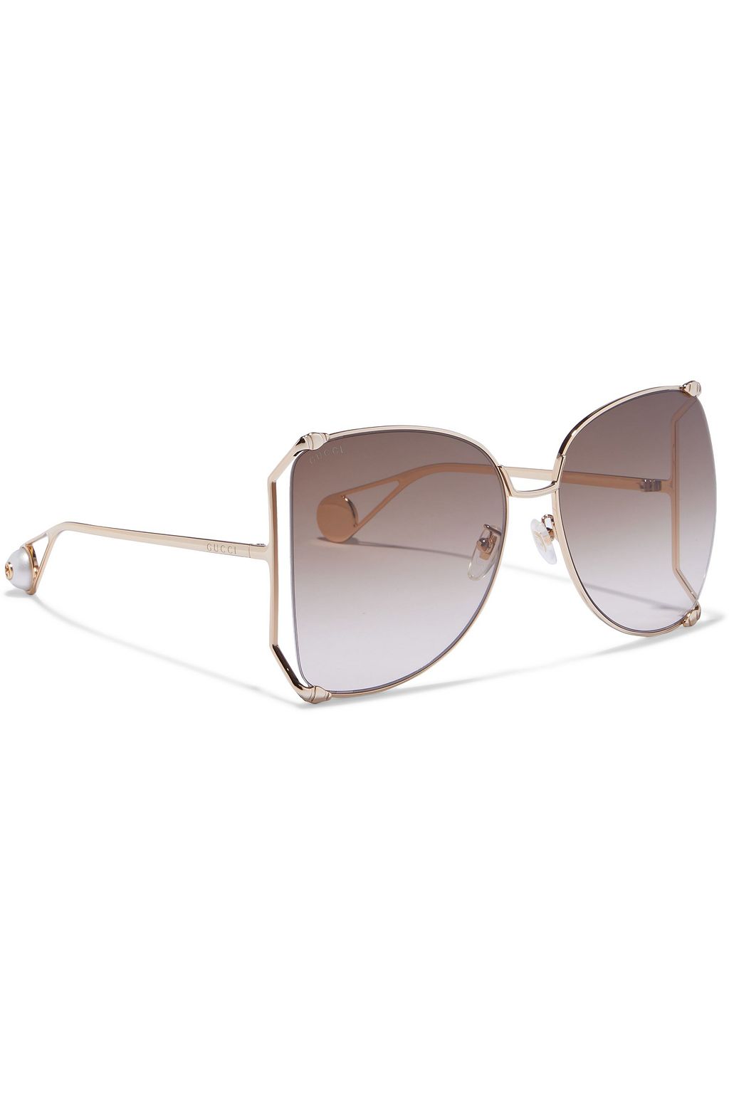 GUCCI Oversized D-frame gold-tone sunglasses