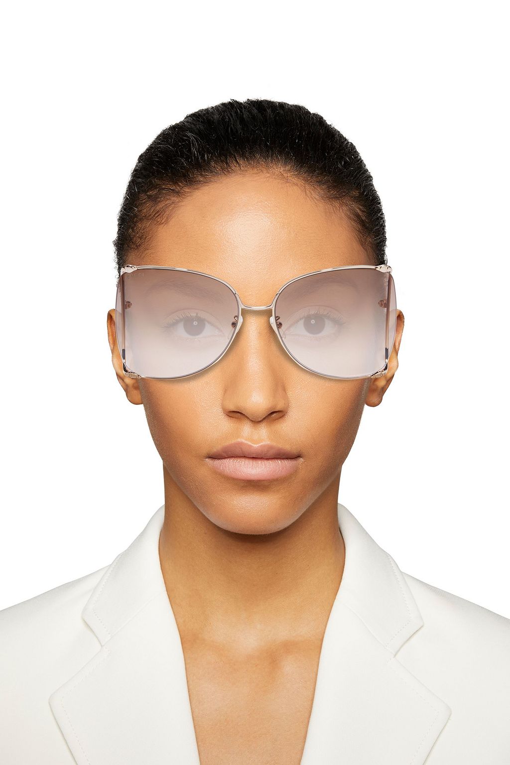 GUCCI Oversized D-frame gold-tone sunglasses