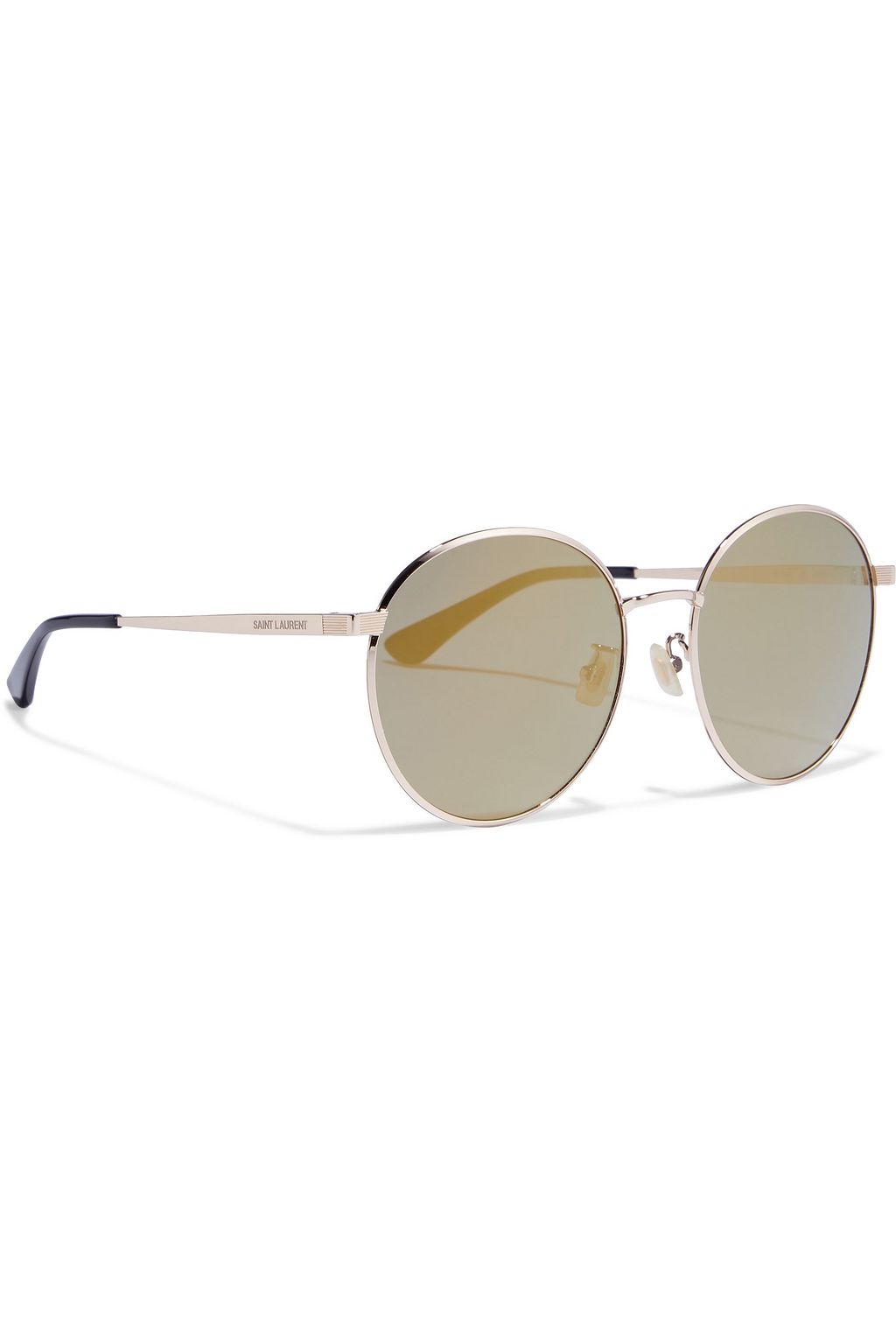 SAINT LAURENT Round-frame gold-tone mirrored sunglasses