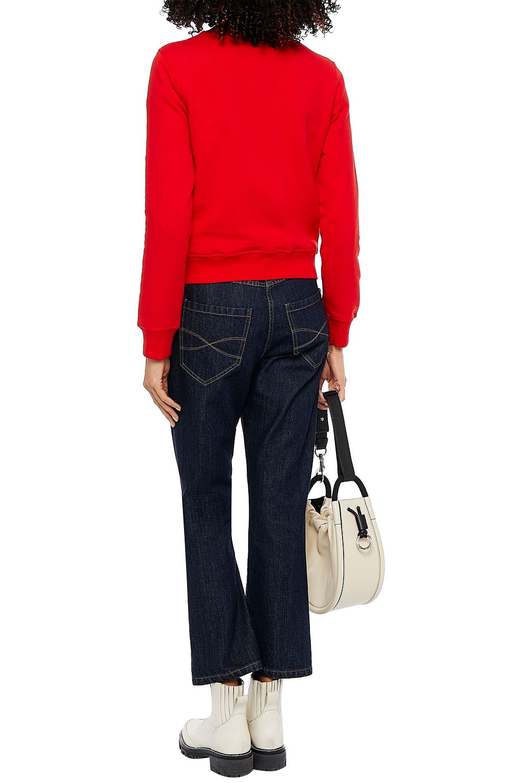 LOVE MOSCHINO Crystal-embellished cotton-blend fleece sweatshirt