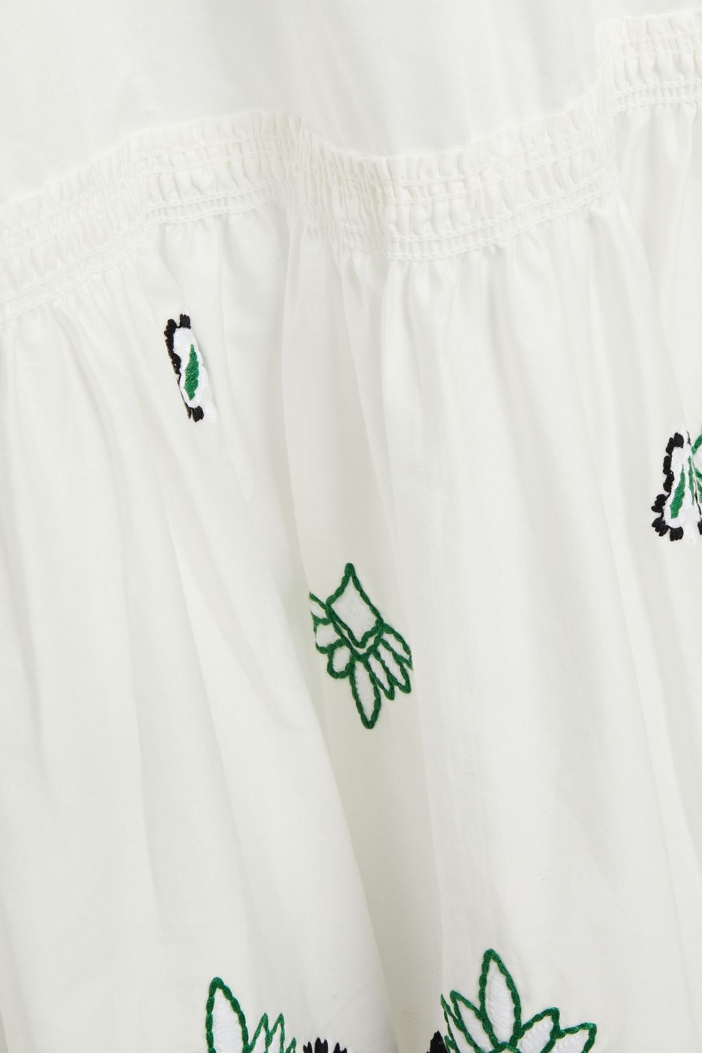 TORY BURCH Embroidered gathered cotton-poplin midi dress