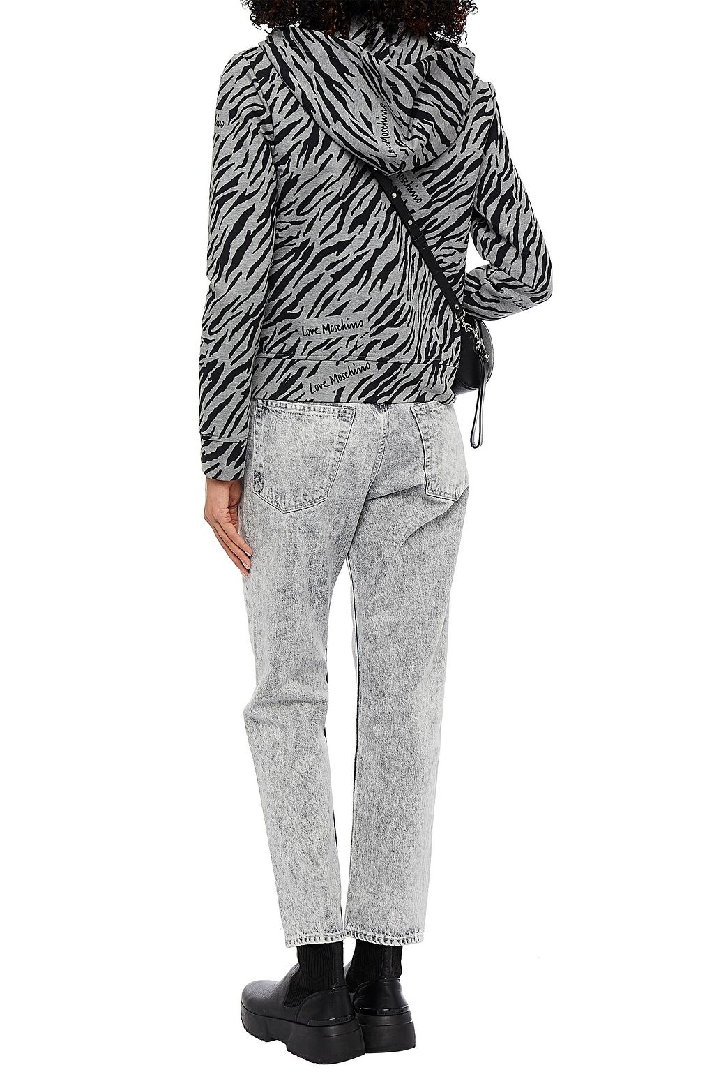 LOVE MOSCHINO Printed French cotton-blend terry hoodie