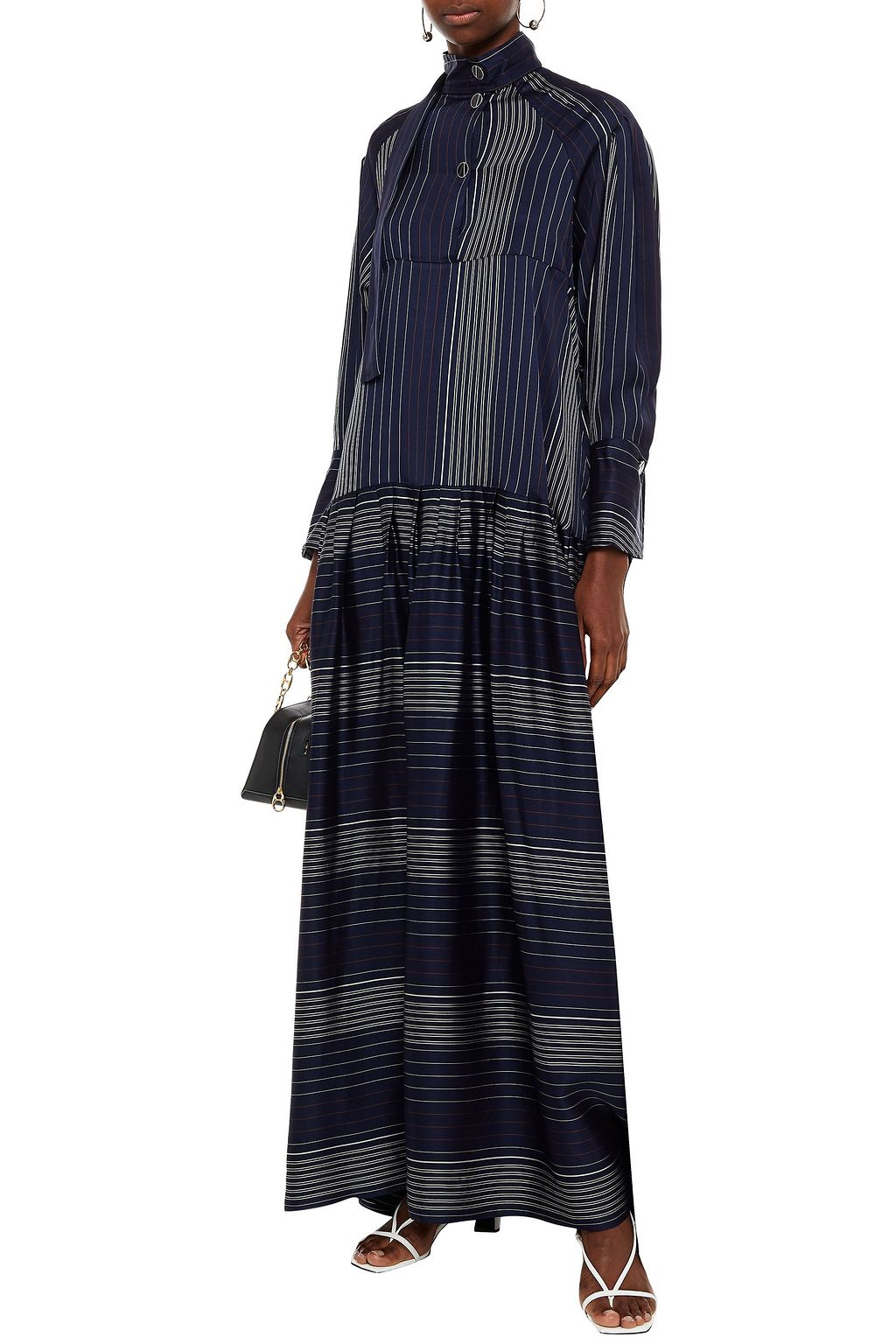 PALMER//HARDING Oversized pleated satin-jacquard maxi dress