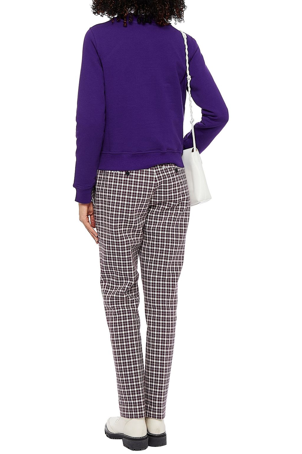 LOVE MOSCHINO Crystal-embellished cotton-blend fleece sweatshirt