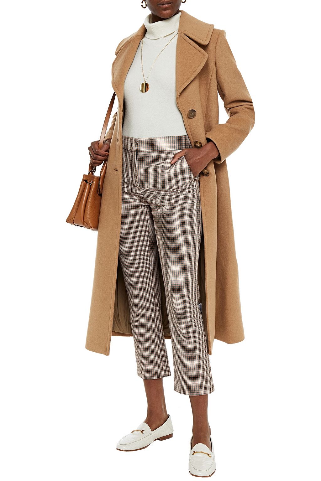 TORY BURCH Checked jacquard kick-flare pants