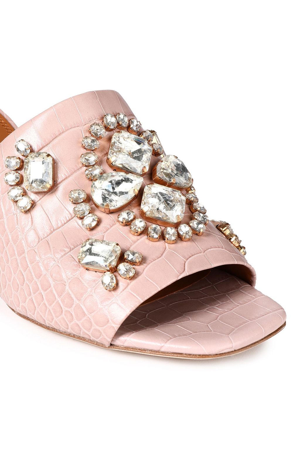 TORY BURCH Ines embellished croc-effect leather mules