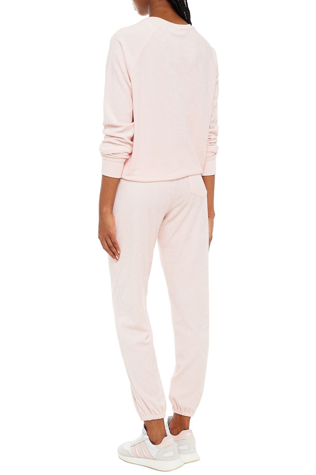 THE UPSIDE Embroidered cotton-blend terry track pants