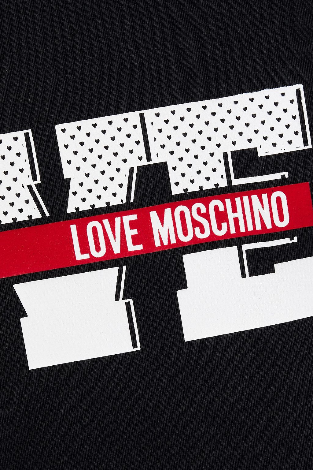 LOVE MOSCHINO Mesh-paneled printed stretch-cotton jersey T-shirt
