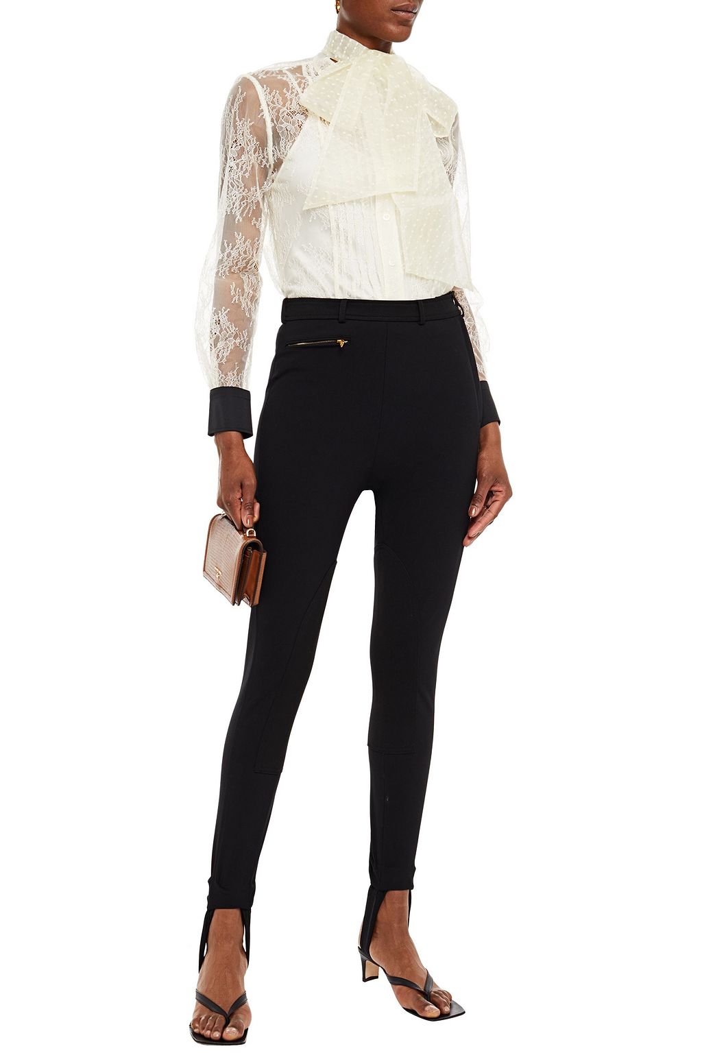 TORY BURCH Cotton-blend stretch-twill stirrup pants