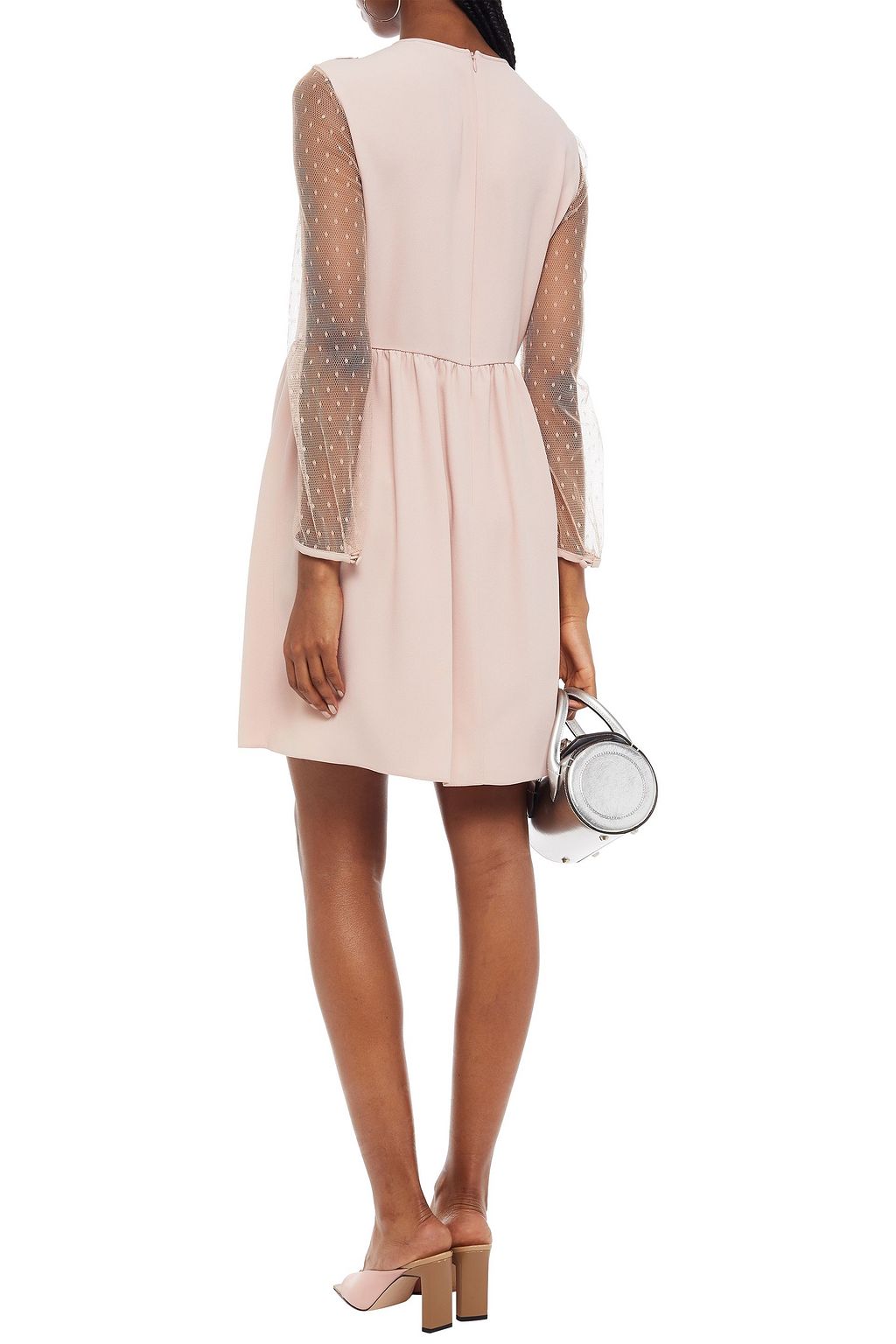 REDVALENTINO Point d'esprit-paneled crepe mini dress