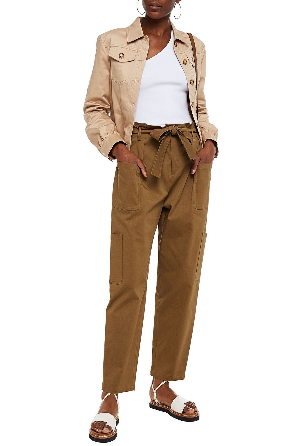 REDVALENTINO Pleated stretch-cotton twill tapered pants