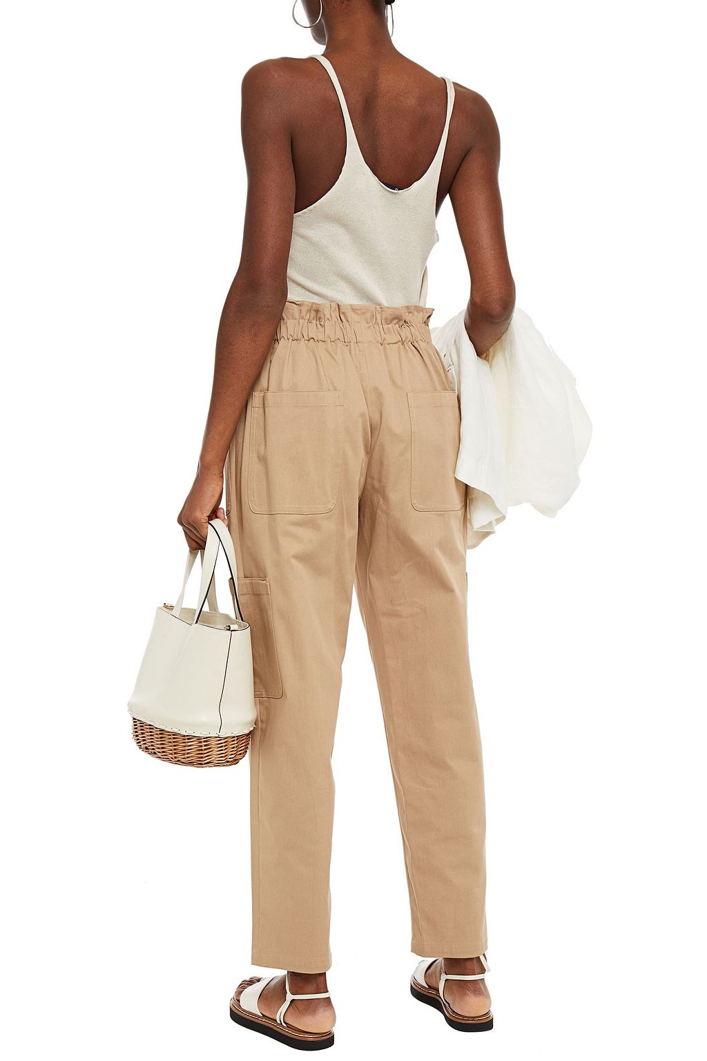 REDVALENTINO Pleated stretch-cotton twill tapered pants