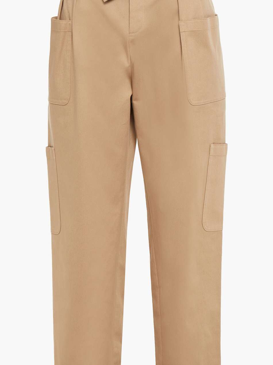 pleated stretch-cotton twill tapered pants
