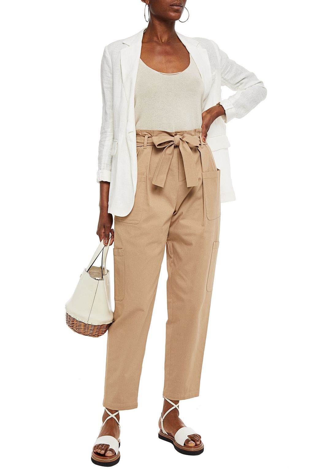 REDVALENTINO Pleated stretch-cotton twill tapered pants