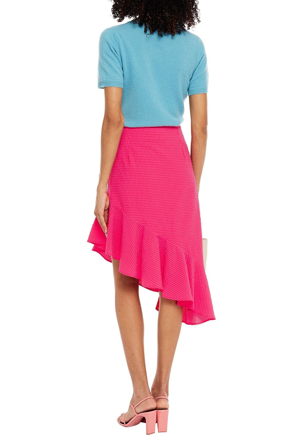 BAUM UND PFERDGARTEN Sabrina asymmetric ruffled seersucker mini skirt