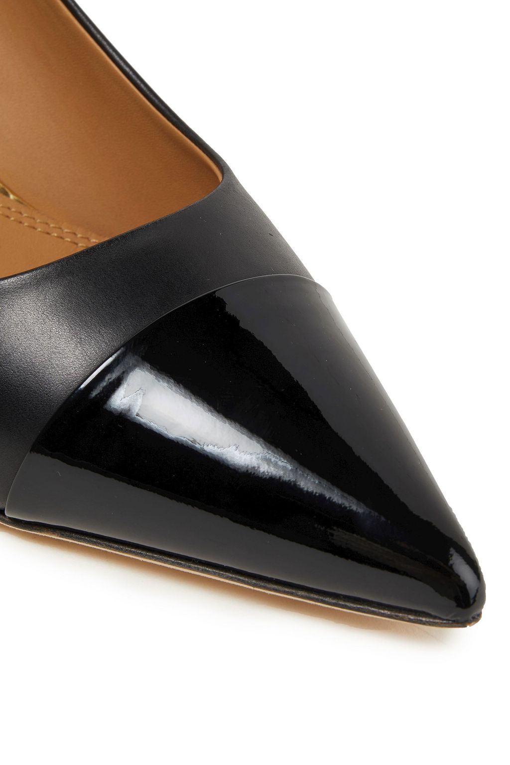 TORY BURCH Smooth and faux patent-leather pumps