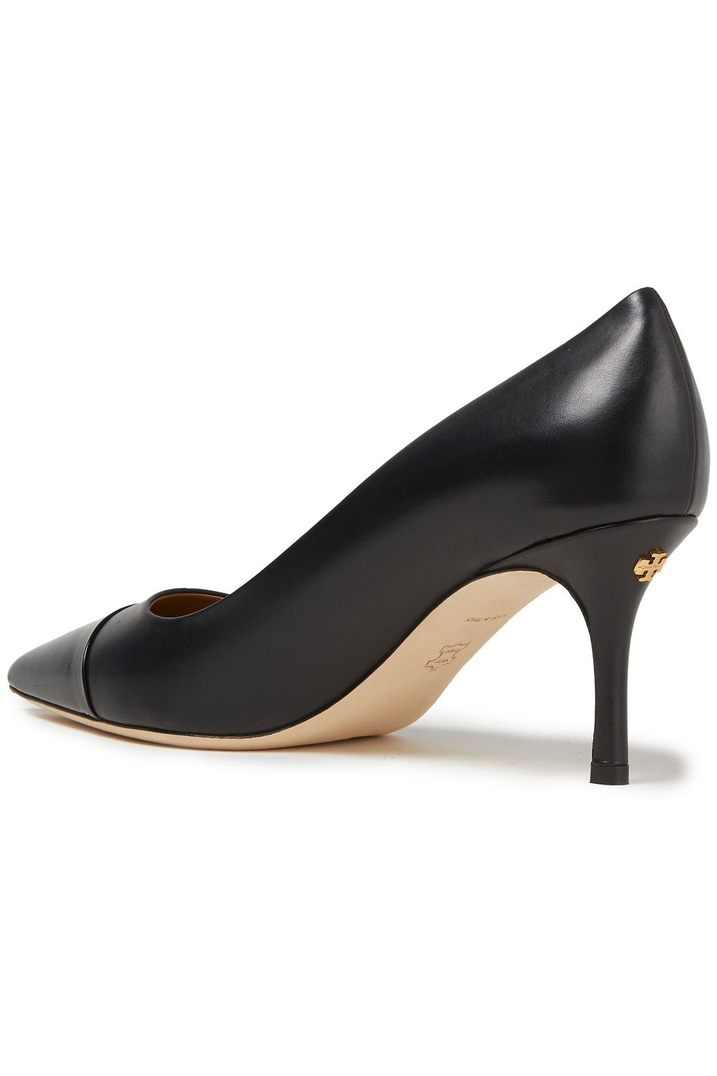 TORY BURCH Smooth and faux patent-leather pumps