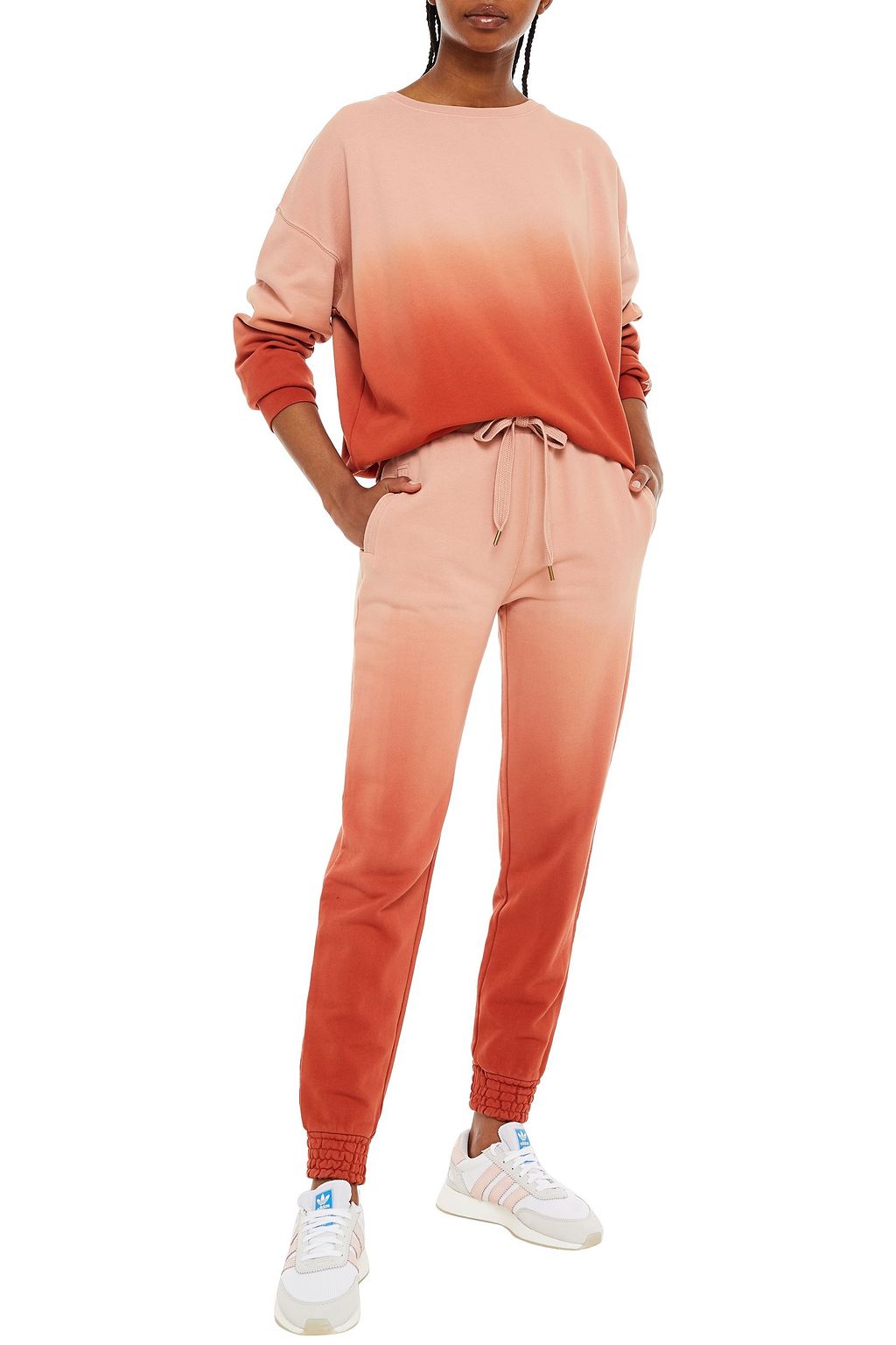 THE UPSIDE Alena embroidered dégradé French cotton-terry track pants