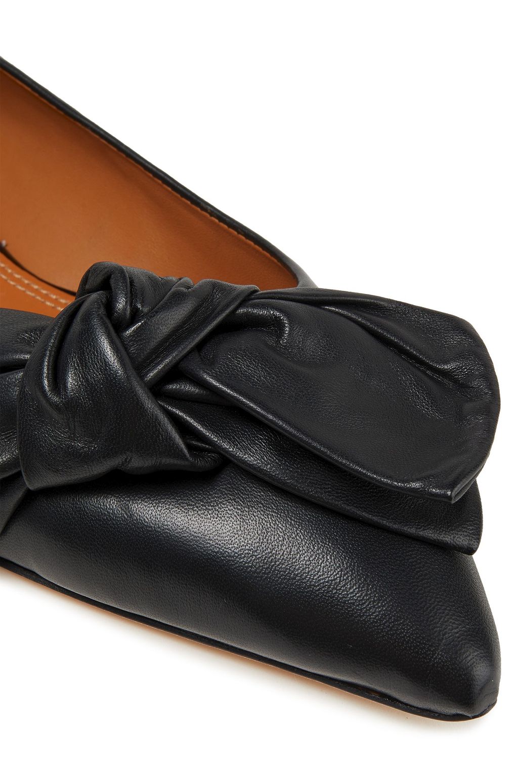 TORY BURCH Bow-embellished leather point-toe flats