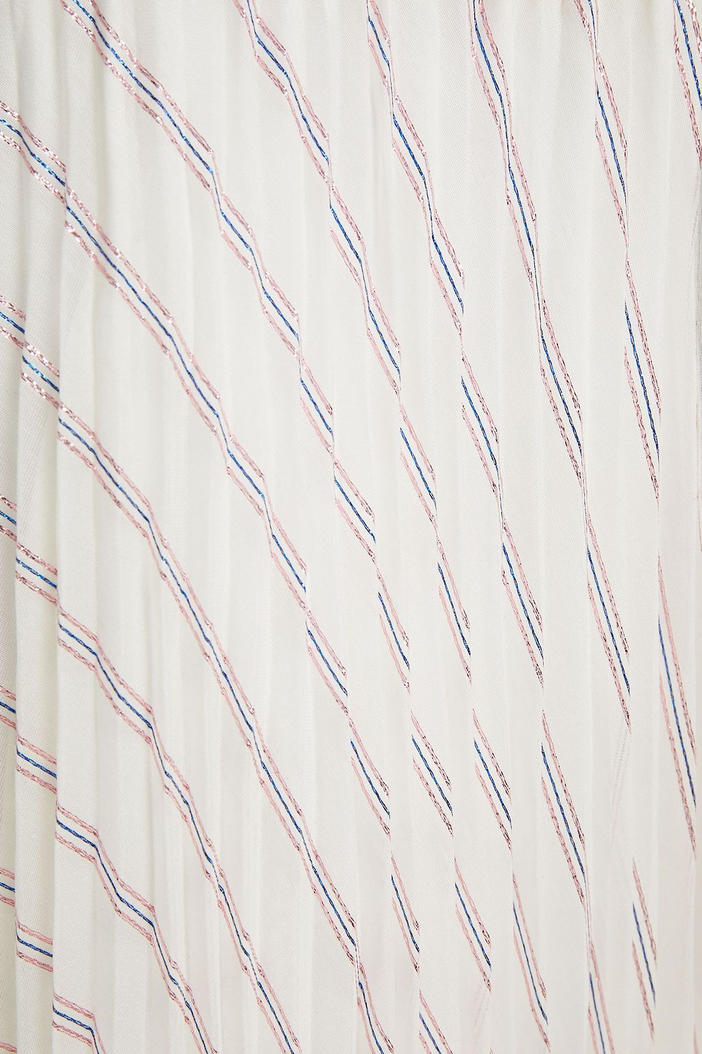 REDVALENTINO Pleated metallic striped organza midi skirt