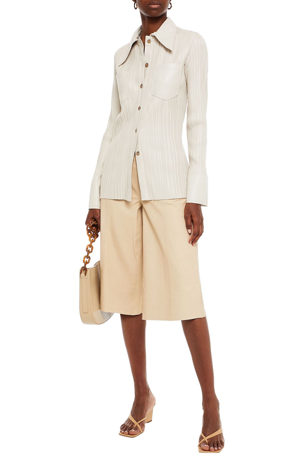 NANUSHKA Blaine pleated faux leather shirt