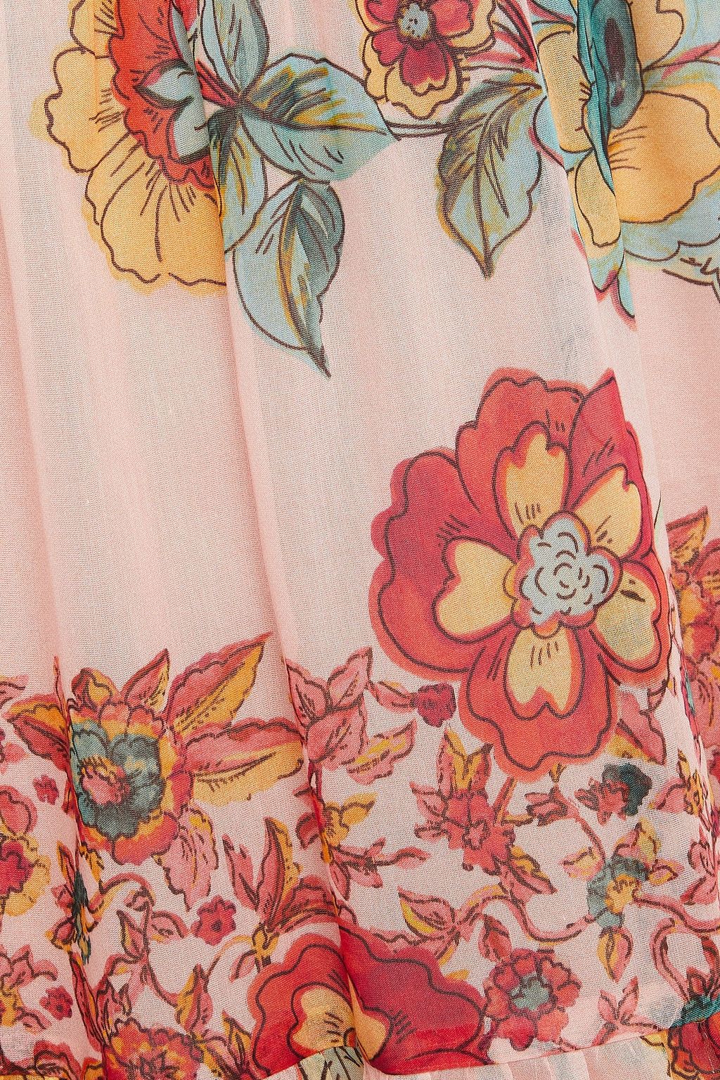 REDVALENTINO One-shoulder printed cotton and silk-blend voile midi dress
