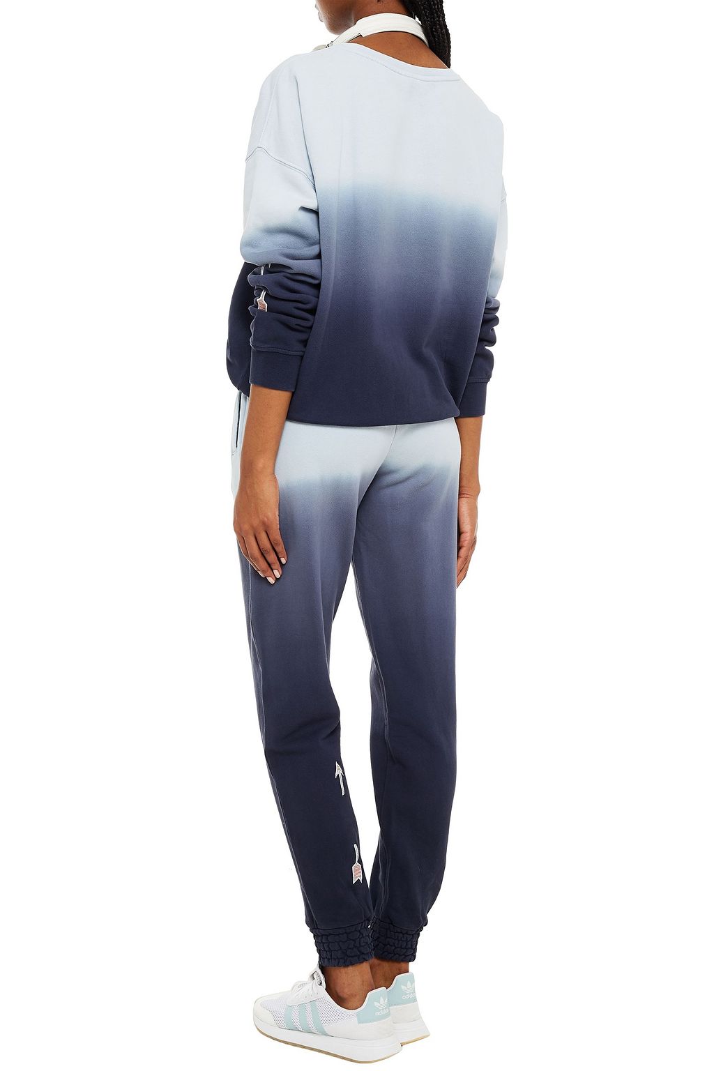 THE UPSIDE Alena embroidered dégradé French cotton-terry track pants