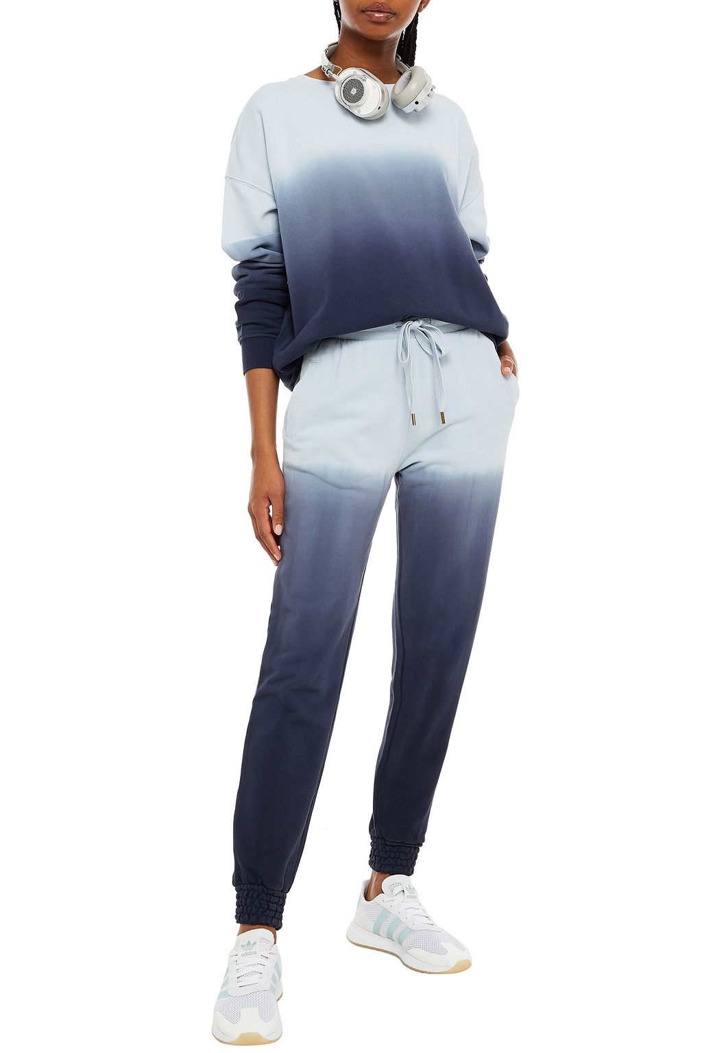 THE UPSIDE Alena embroidered dégradé French cotton-terry track pants