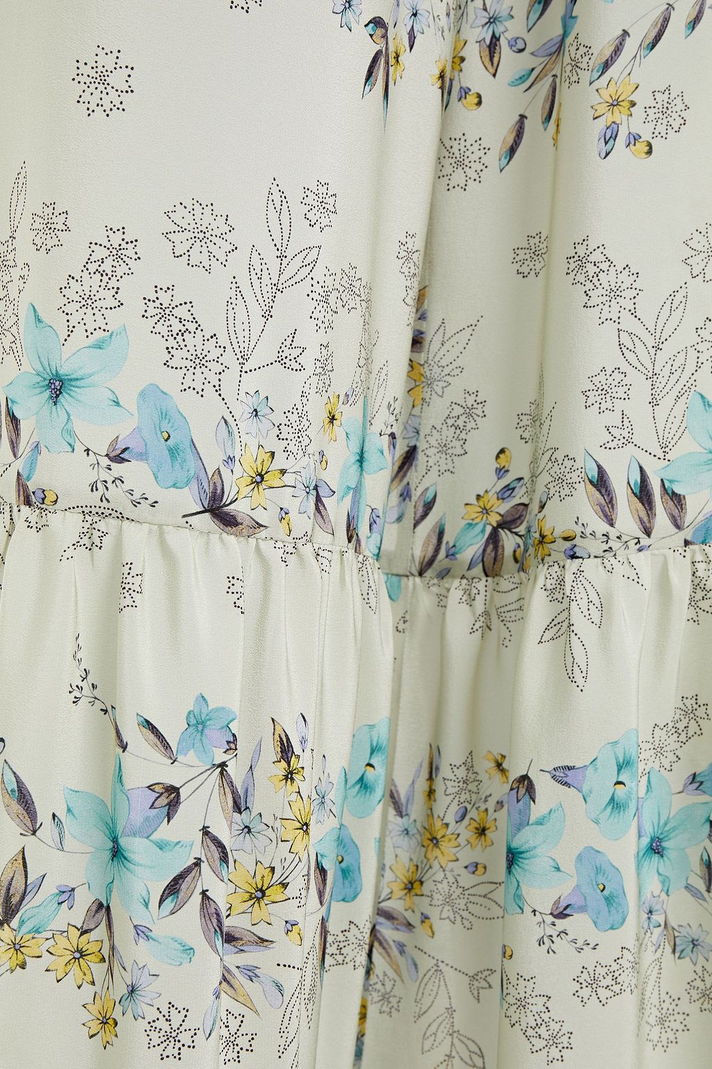 REDVALENTINO Flared gathered floral-print silk-crepe wide-leg pants