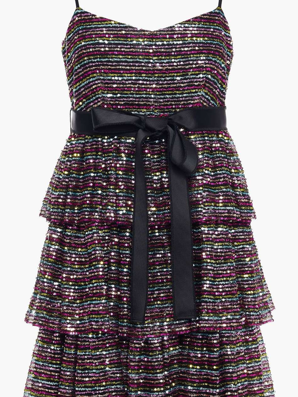 tiered sequined tulle mini dress