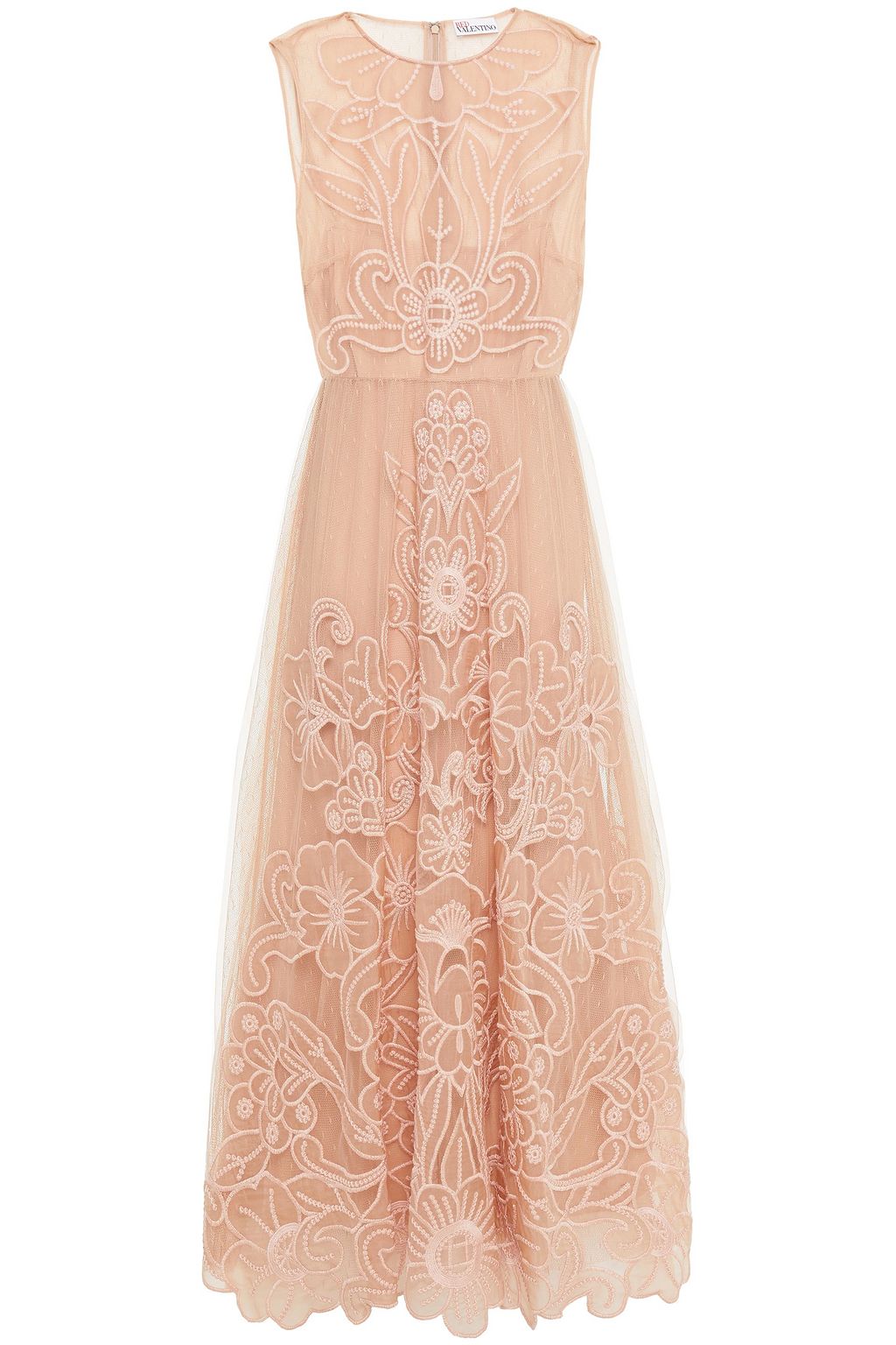 Embellished point d'esprit tulle midi dress in pink - RED Valentino