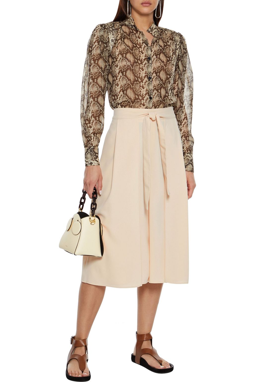 SEE BY CHLOÉ Tie-front layered crepe culottes