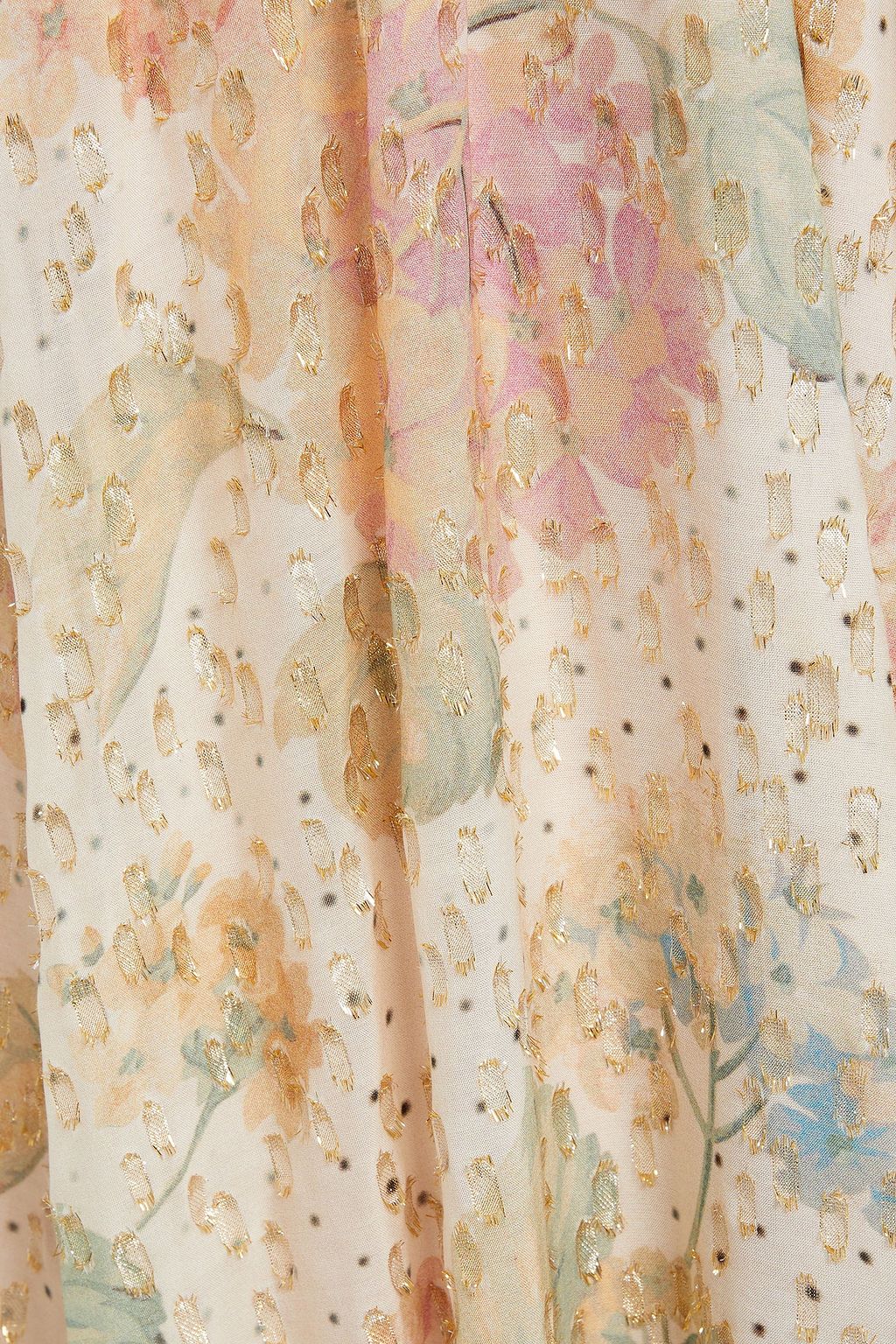 REDVALENTINO فستان متوسط الطول من الشيفون بنمط فيل كوبيه بتصميم ملتف مزين بطبعات على شكل زهور