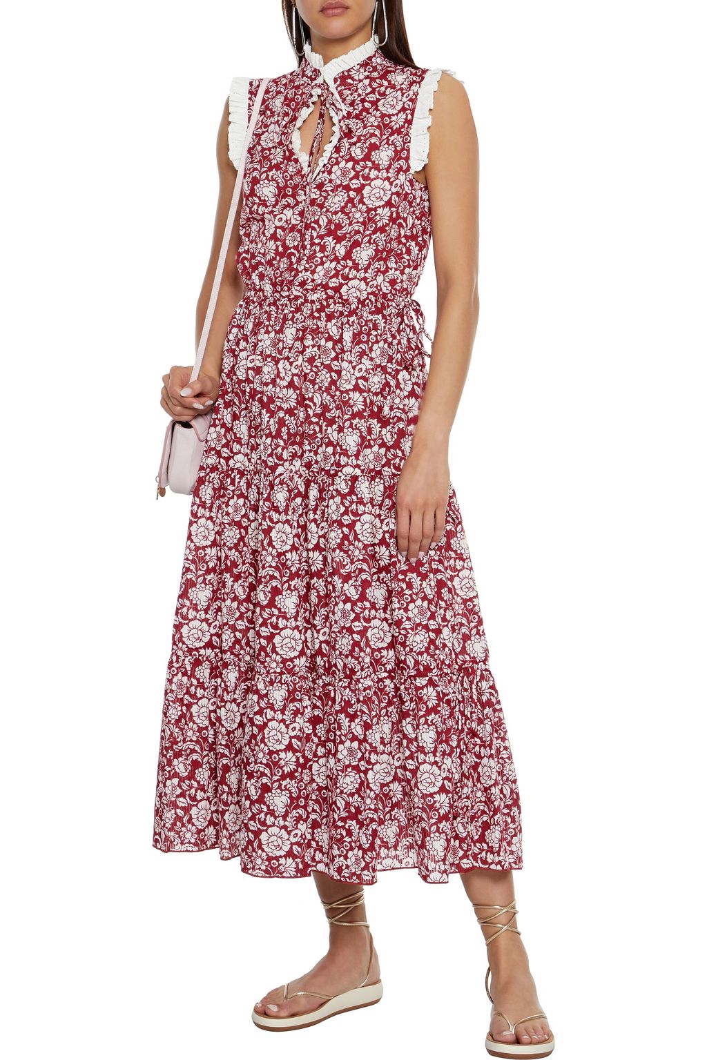 SEE BY CHLOÉ Tiered floral-print cotton-jacquard midi dress