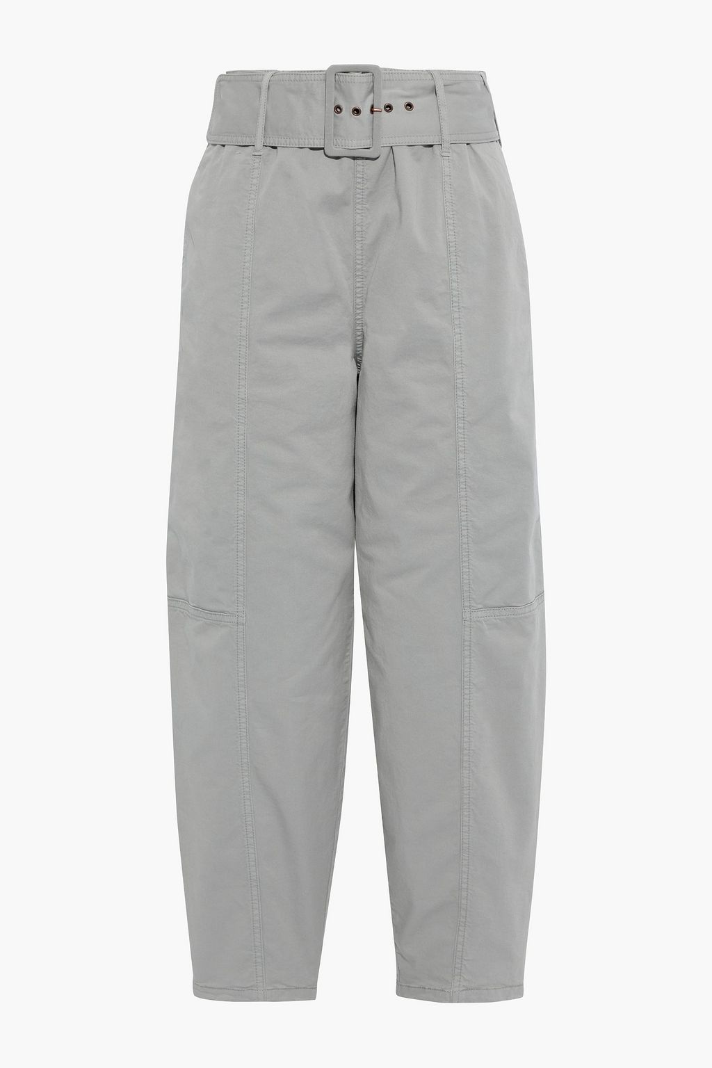 Light gray Cropped belted cotton-blend 