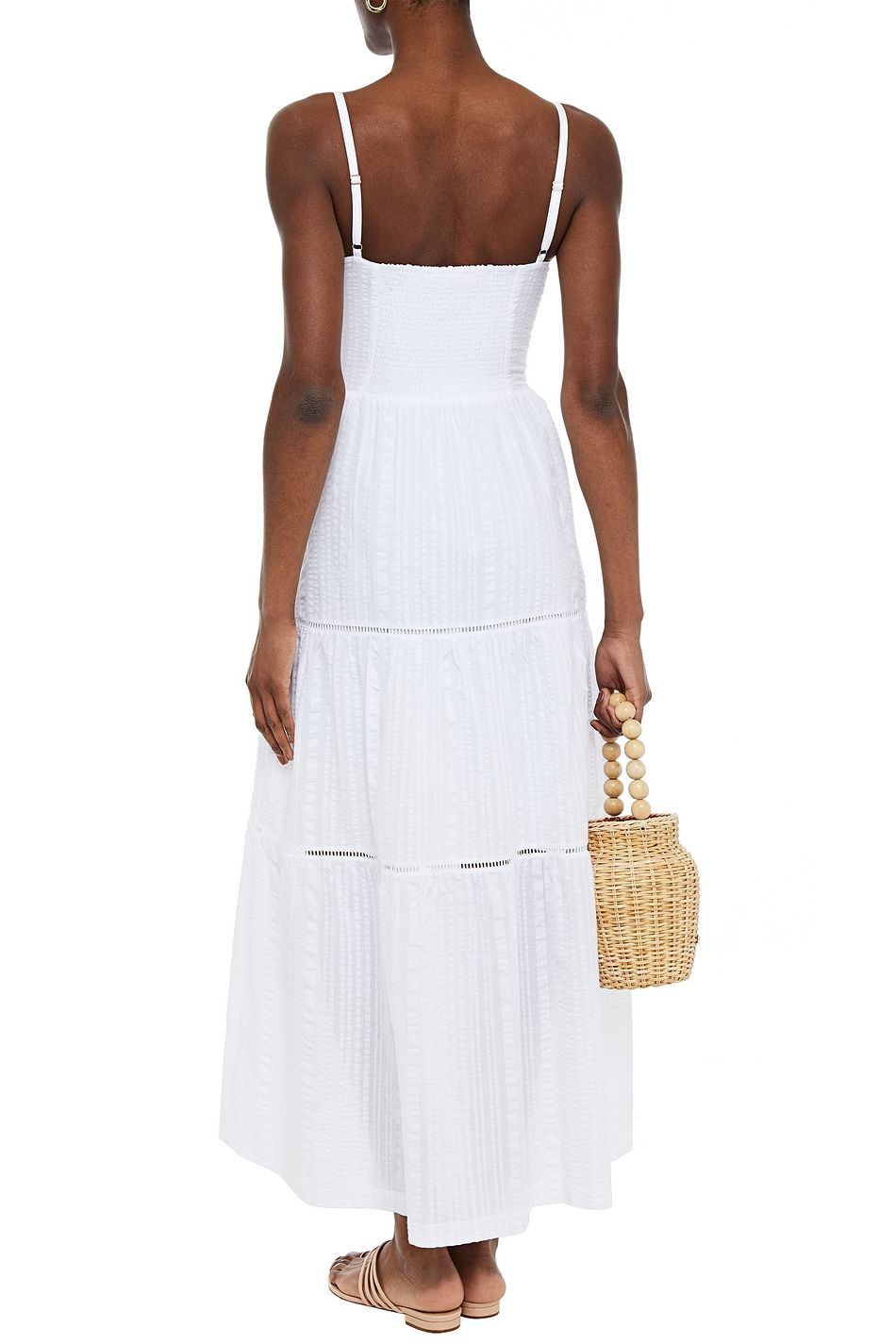 White Tiered cotton-seersucker maxi dress | Sale up to 70% off | THE OUTNET | HEIDI KLEIN | THE 