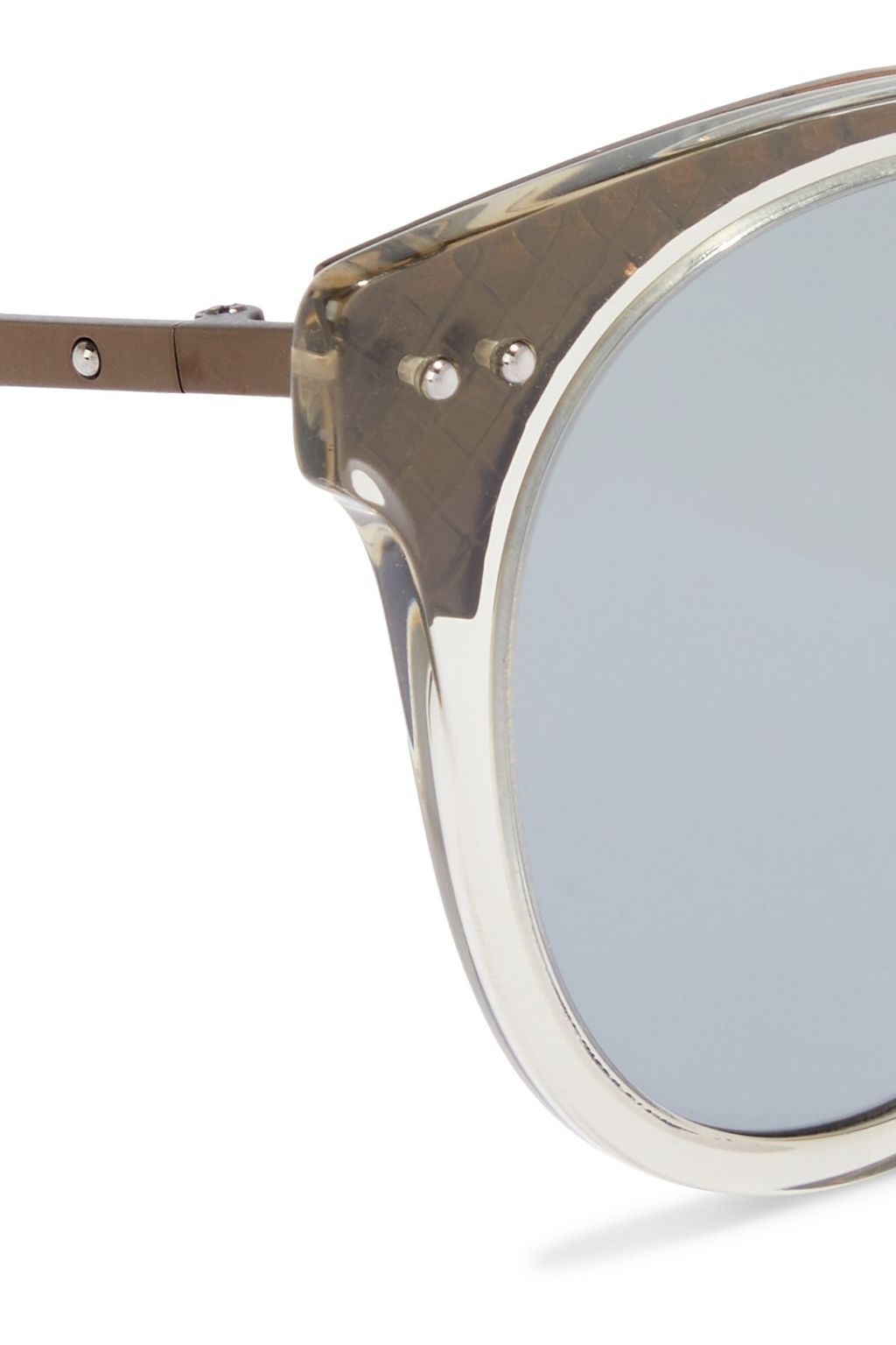 BOTTEGA VENETA Round-frame printed acetate and bronze-tone sunglasses