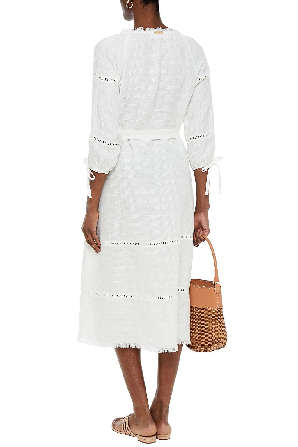 HEIDI KLEIN Belted linen-jacquard midi dress