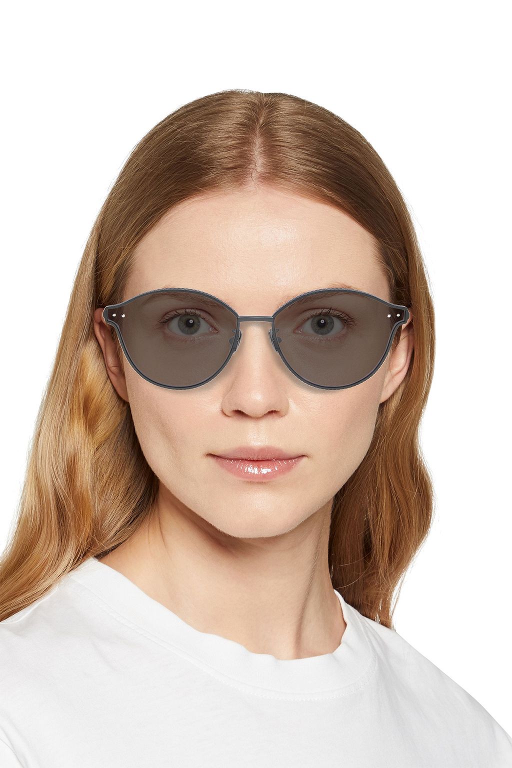 BOTTEGA VENETA Cat-eye coated metal sunglasses
